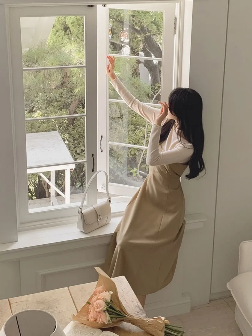 VネックリボンAラインビスチェワンピース | 詳細画像1