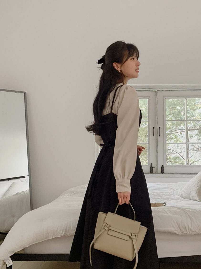 VネックリボンAラインビスチェワンピース | 詳細画像3