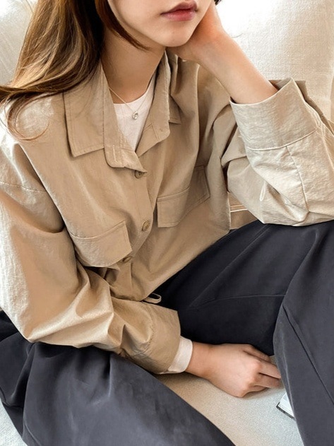 ドローコードフラップクロップドシャツジャケット | 詳細画像9