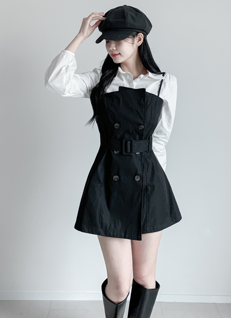 シャツ&ダブルボタントレンチビスチェワンピースSET | レディース