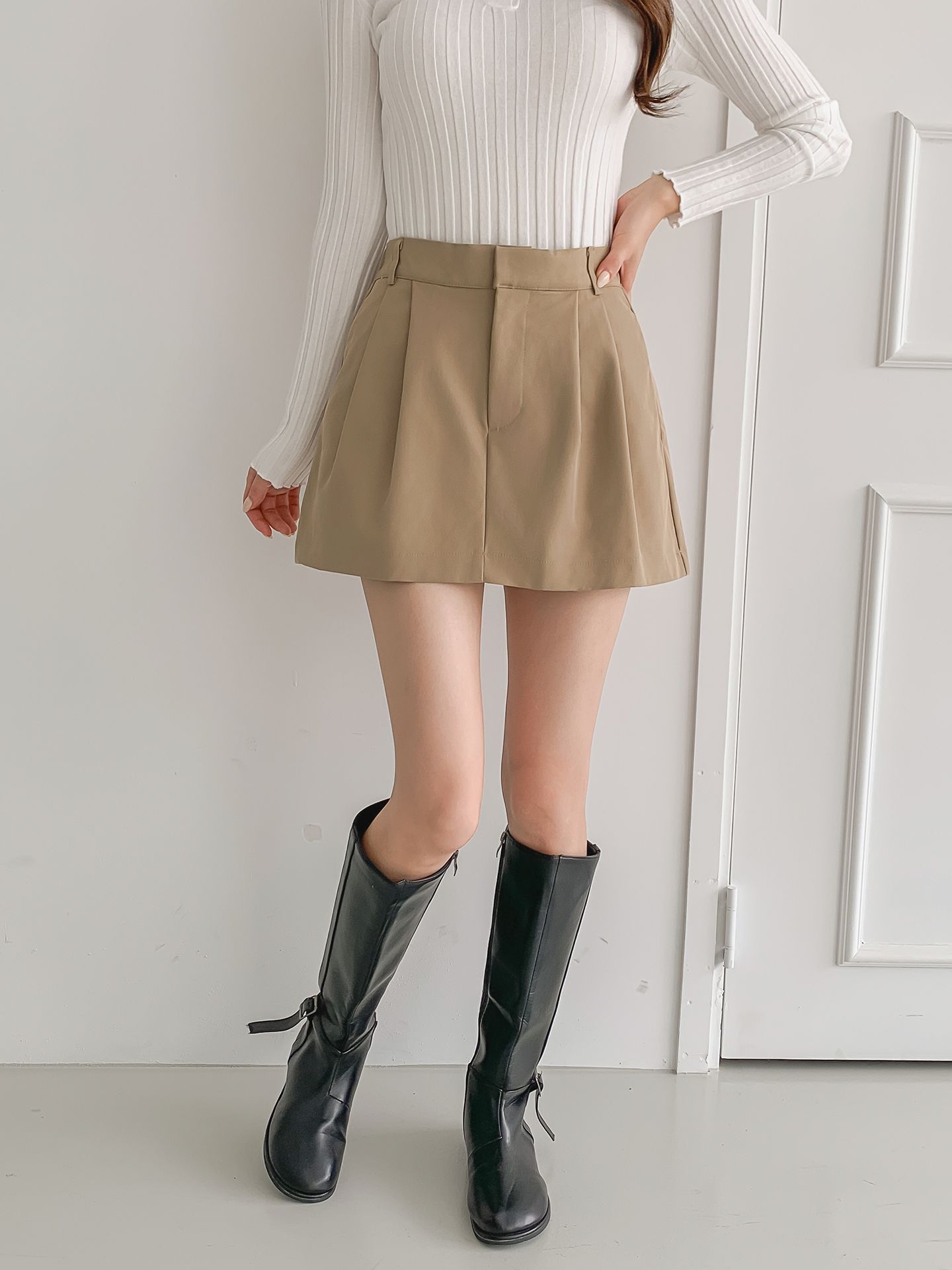 パンツ裏地ツータックホックミニスカート | 詳細画像9