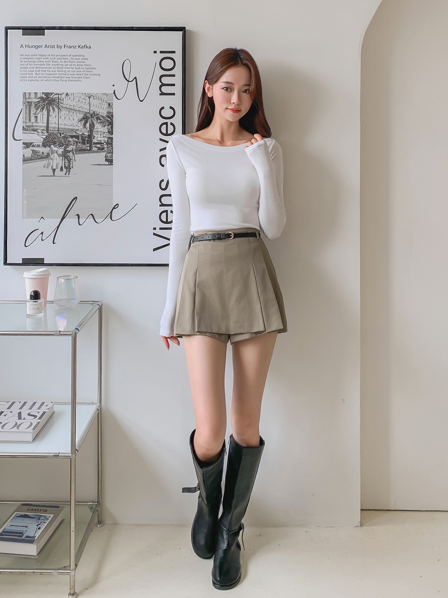 ベルト付タックスカートショートパンツ | 詳細画像3