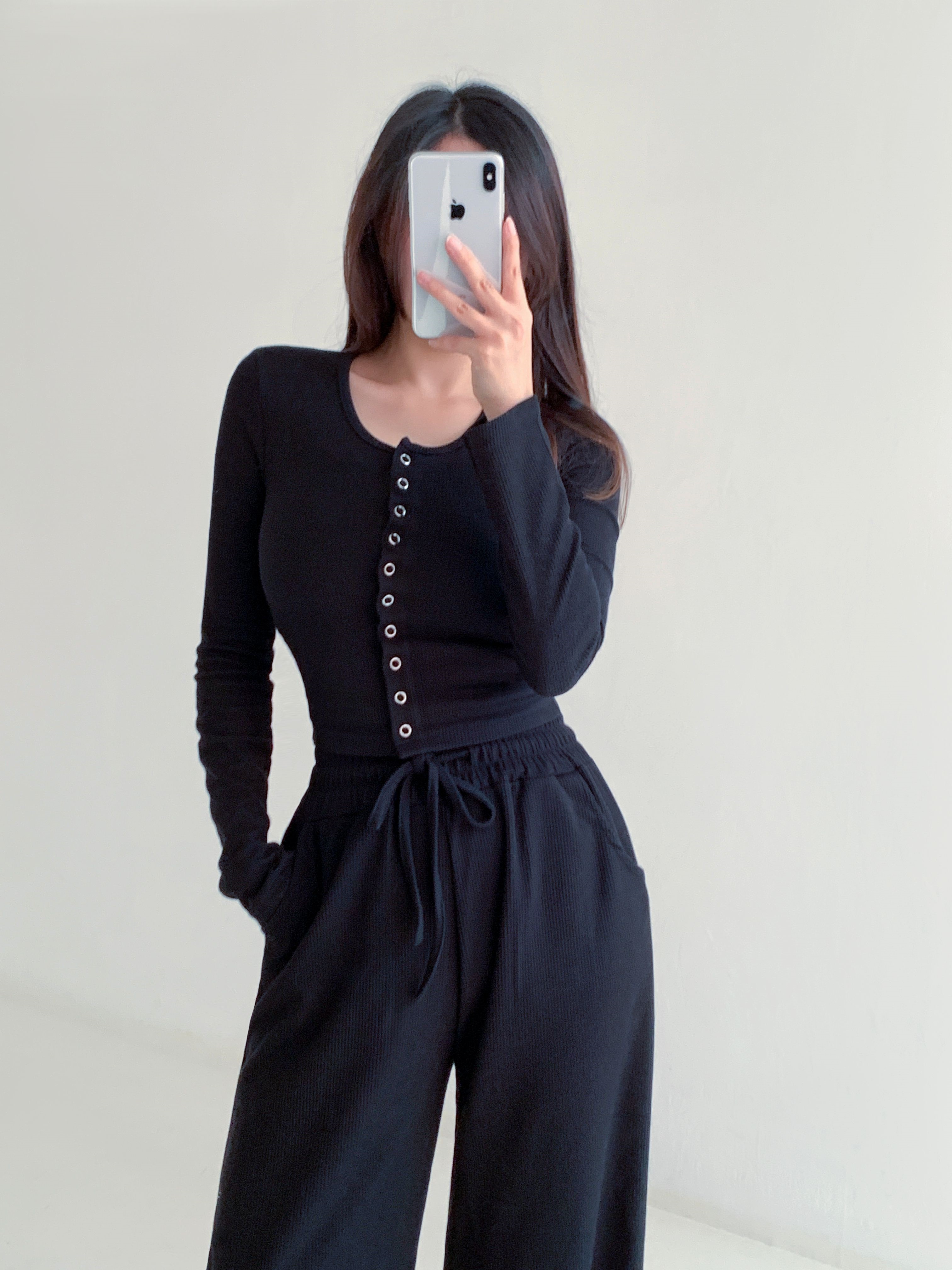 スナップボタンリブTシャツ&ドロストパンツSET | 詳細画像2