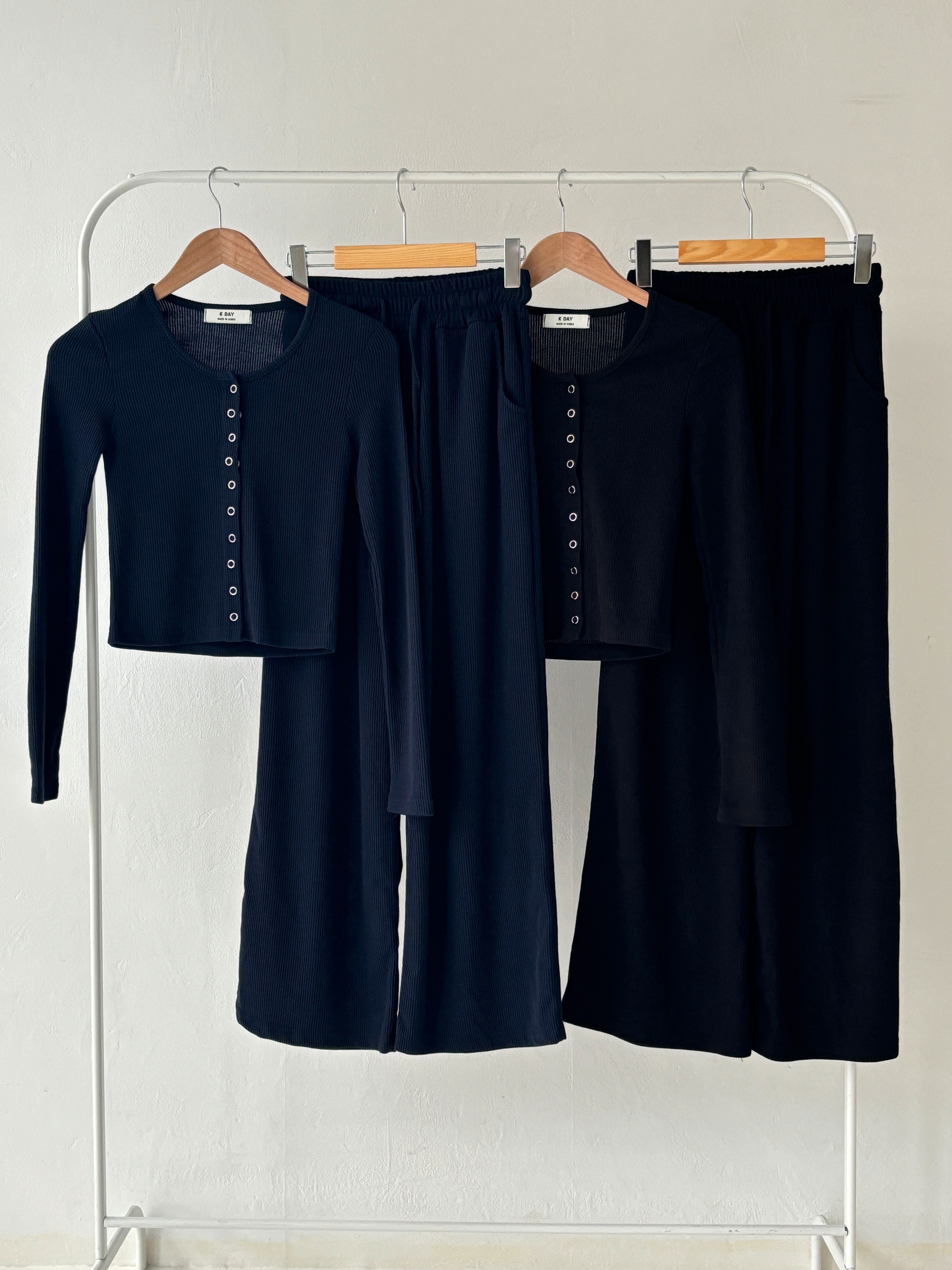 スナップボタンリブTシャツ&ドロストパンツSET | 詳細画像3