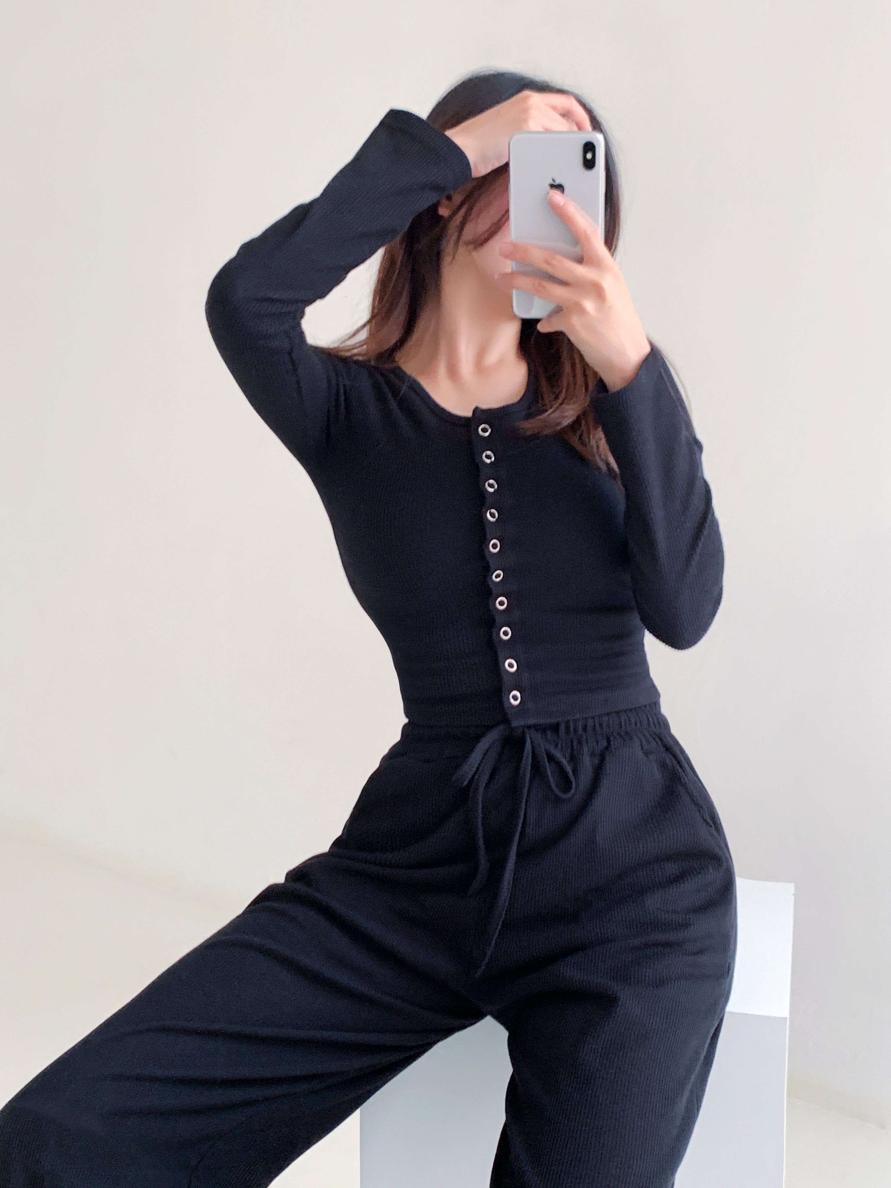 スナップボタンリブTシャツ&ドロストパンツSET | 詳細画像4