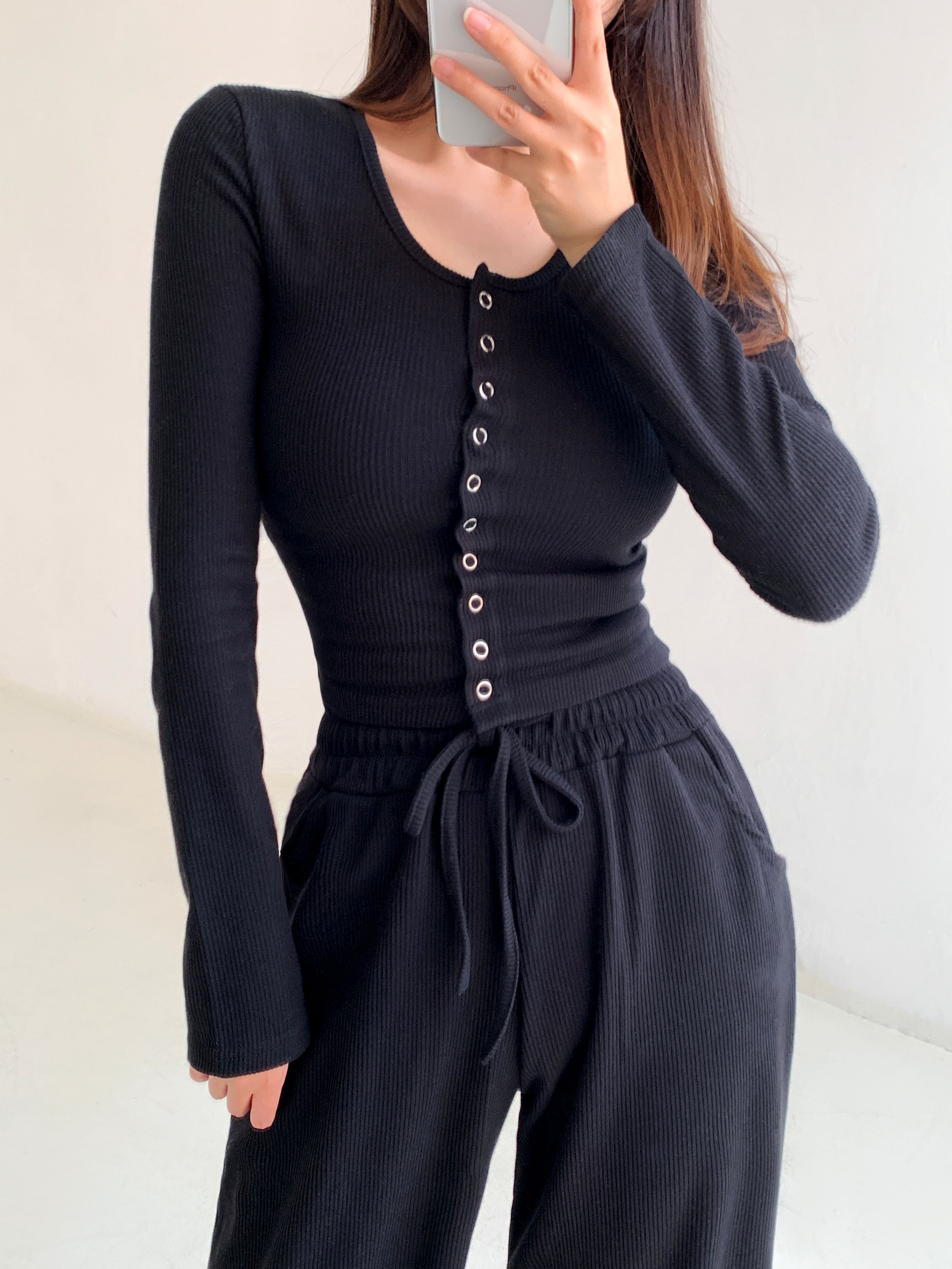 スナップボタンリブTシャツ&ドロストパンツSET | 詳細画像9