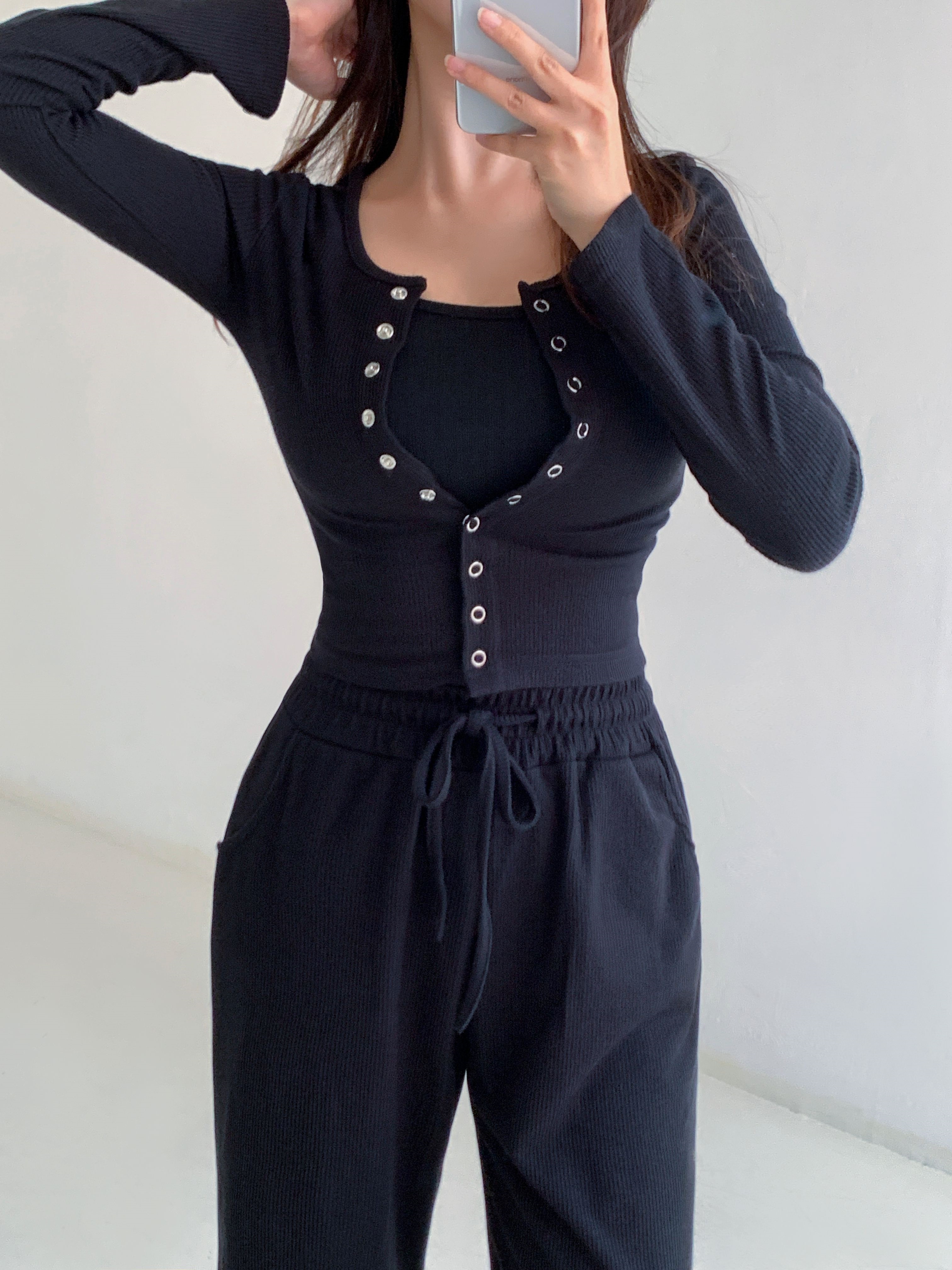 スナップボタンリブTシャツ&ドロストパンツSET | 詳細画像10