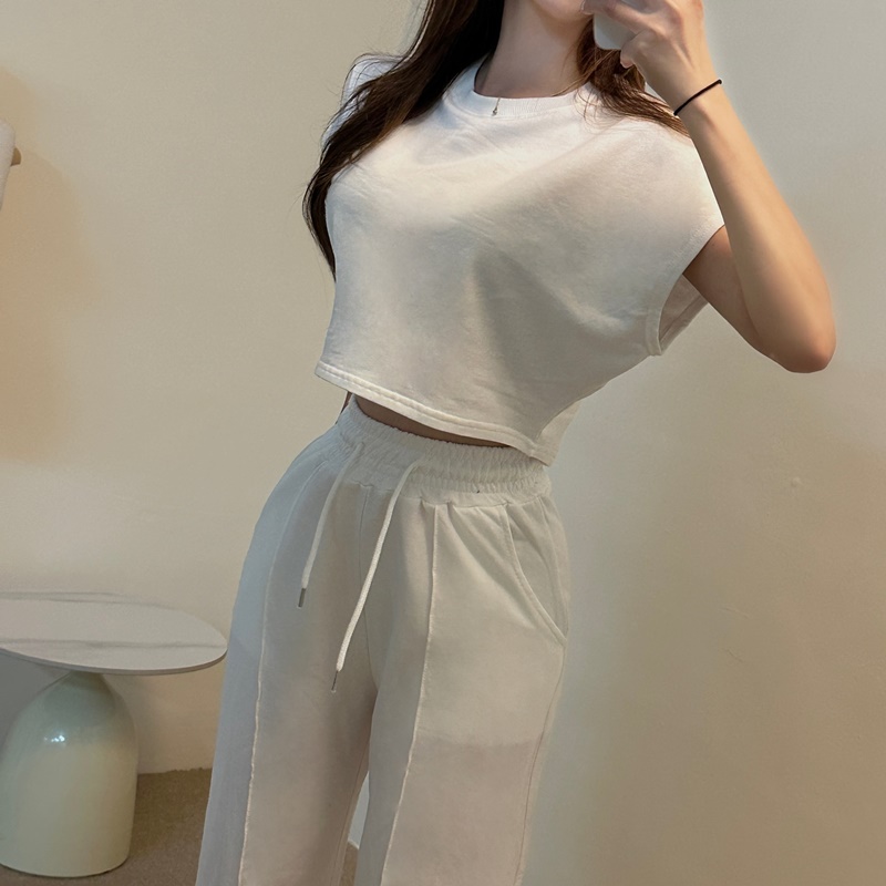 クロップド半袖Tシャツ&ラインフレアパンツSET | レディース クロップド半袖Tシャツ&ラインフレアパンツSET | レディース