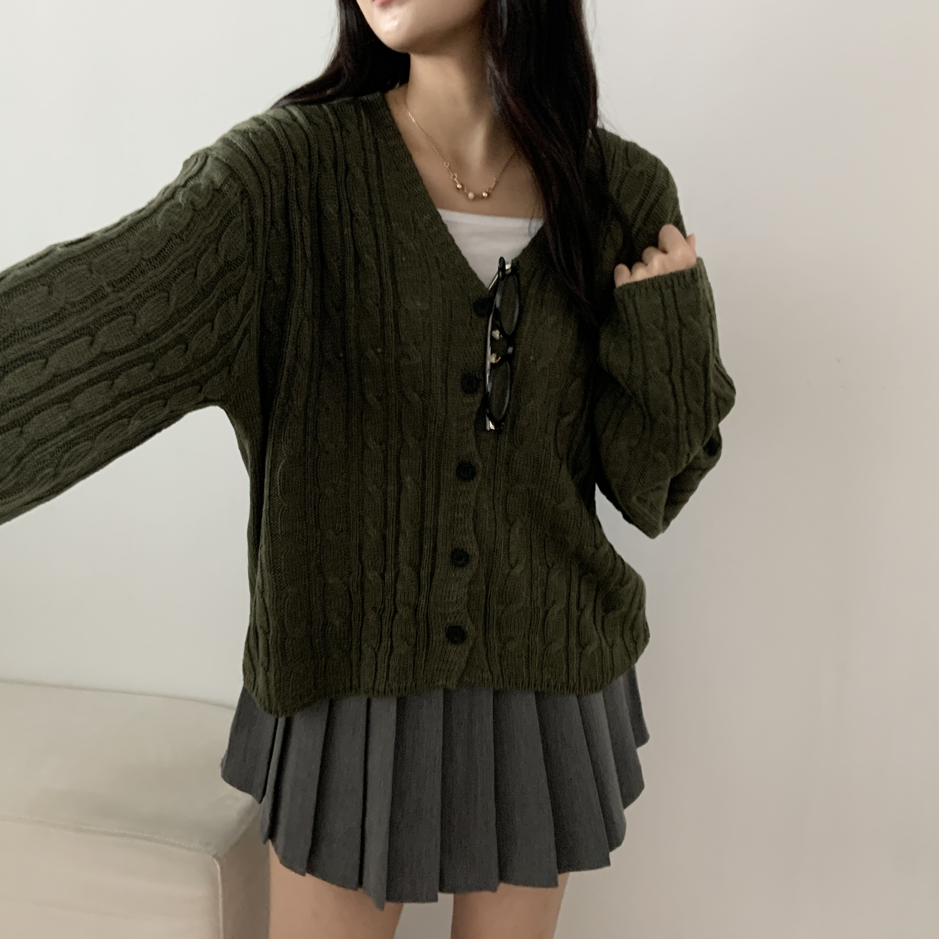 comoli ハンドニット（ダークブラウン） COMOLI ハンドクルーネックニット 3 コモリ ダークブラウン