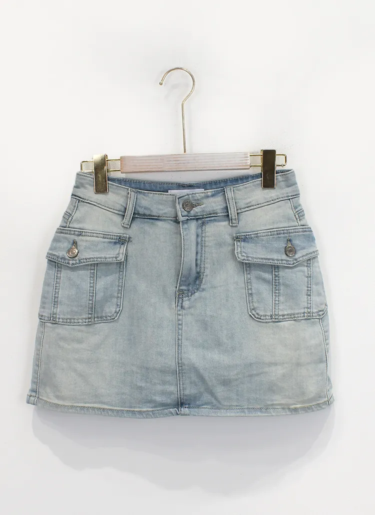アウトポケットミニデニムスカートパンツ | レディースファッション  