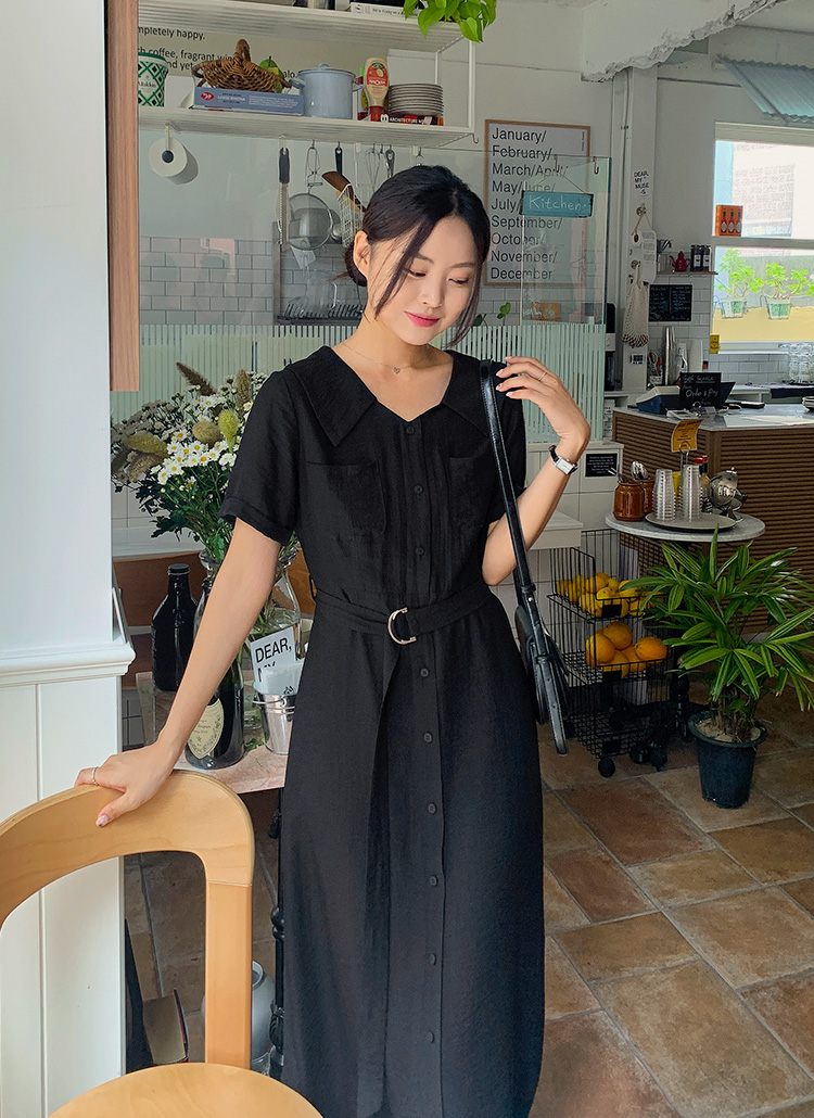 MARK&LONAブラック ワンピース 半袖 Lサイズ限定/吸水速乾/UVカット/接触冷感/】ストレッチジョーゼット