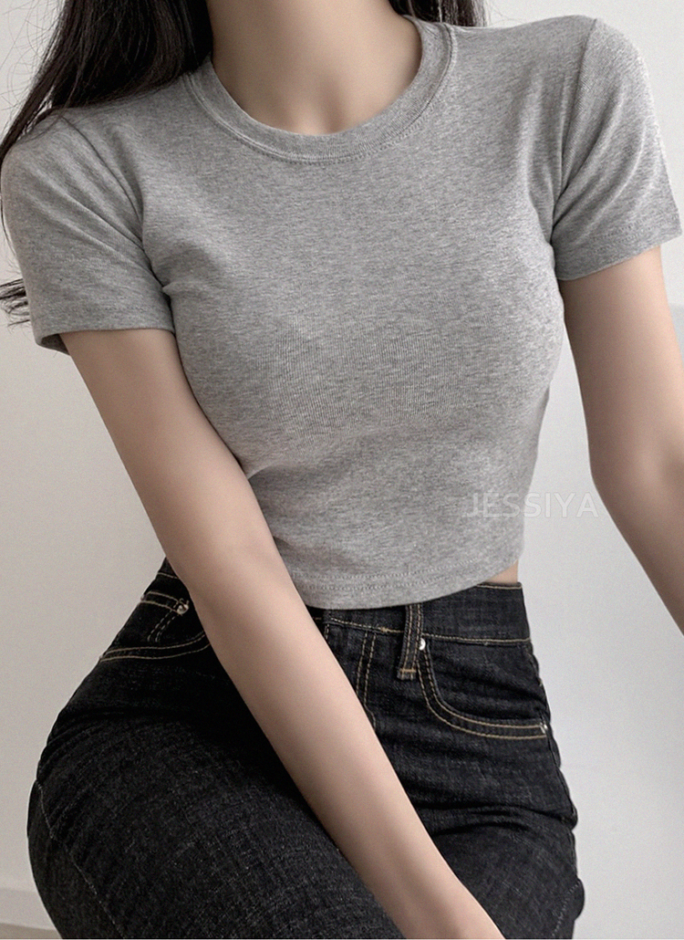スリムクロップド半袖Tシャツ | レディースファッション通販 - DHOLIC