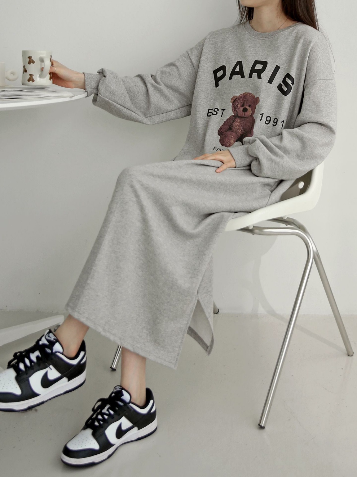 ★boohoo★ ベルト付き! フリル スリーブ スウェット ワンピース org.jpg