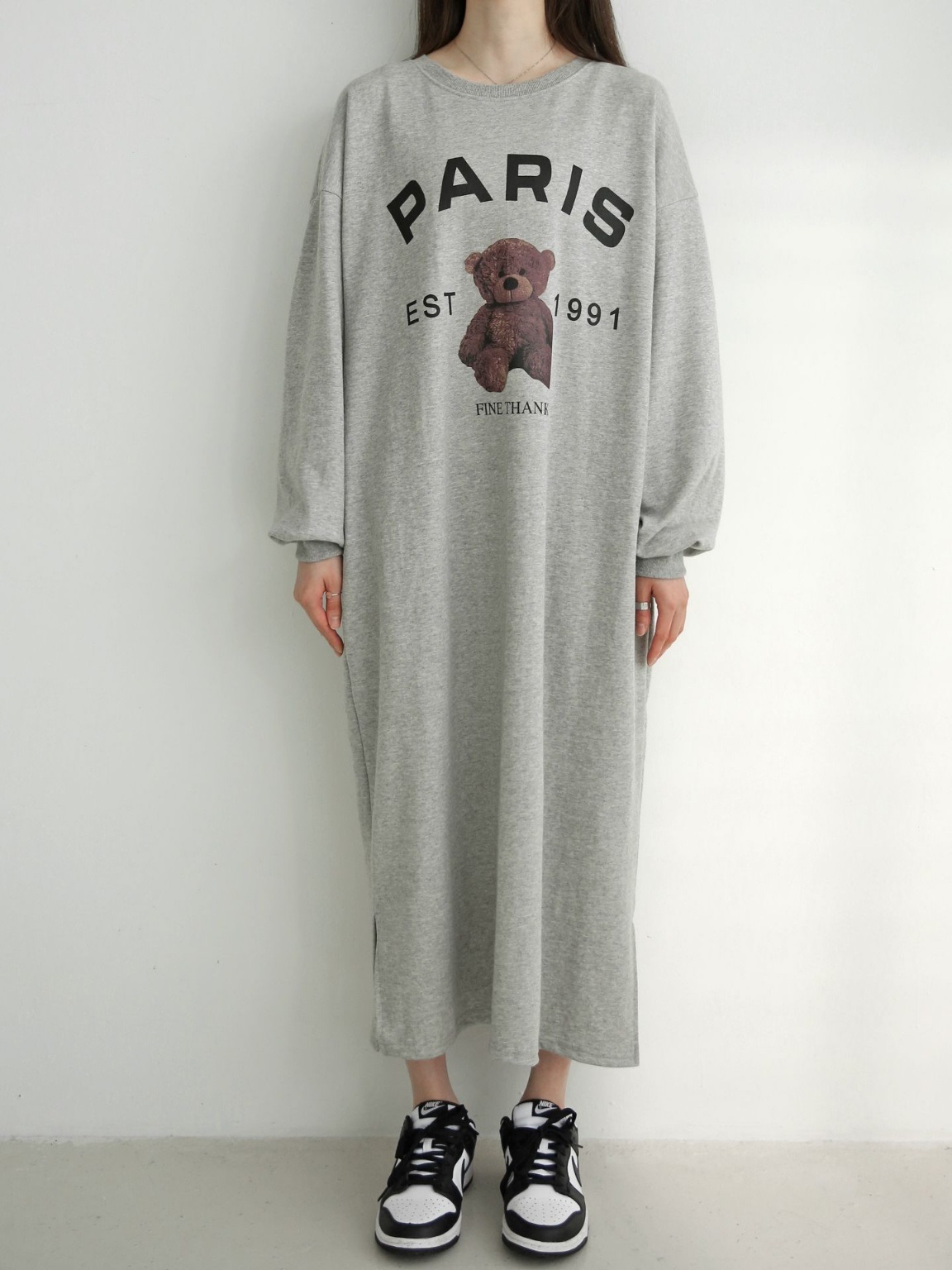 PARISベアプリントスリットスウェットワンピース | 詳細画像16