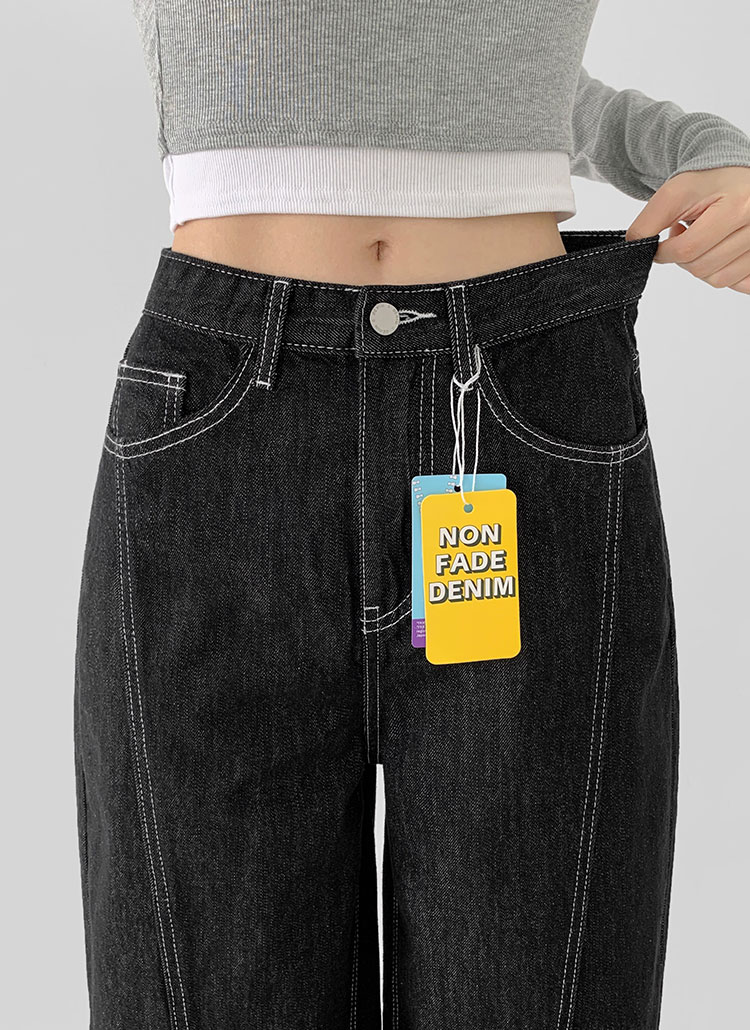 3TYPEノンフェードセンターステッチワイドデニムパンツ | レディース