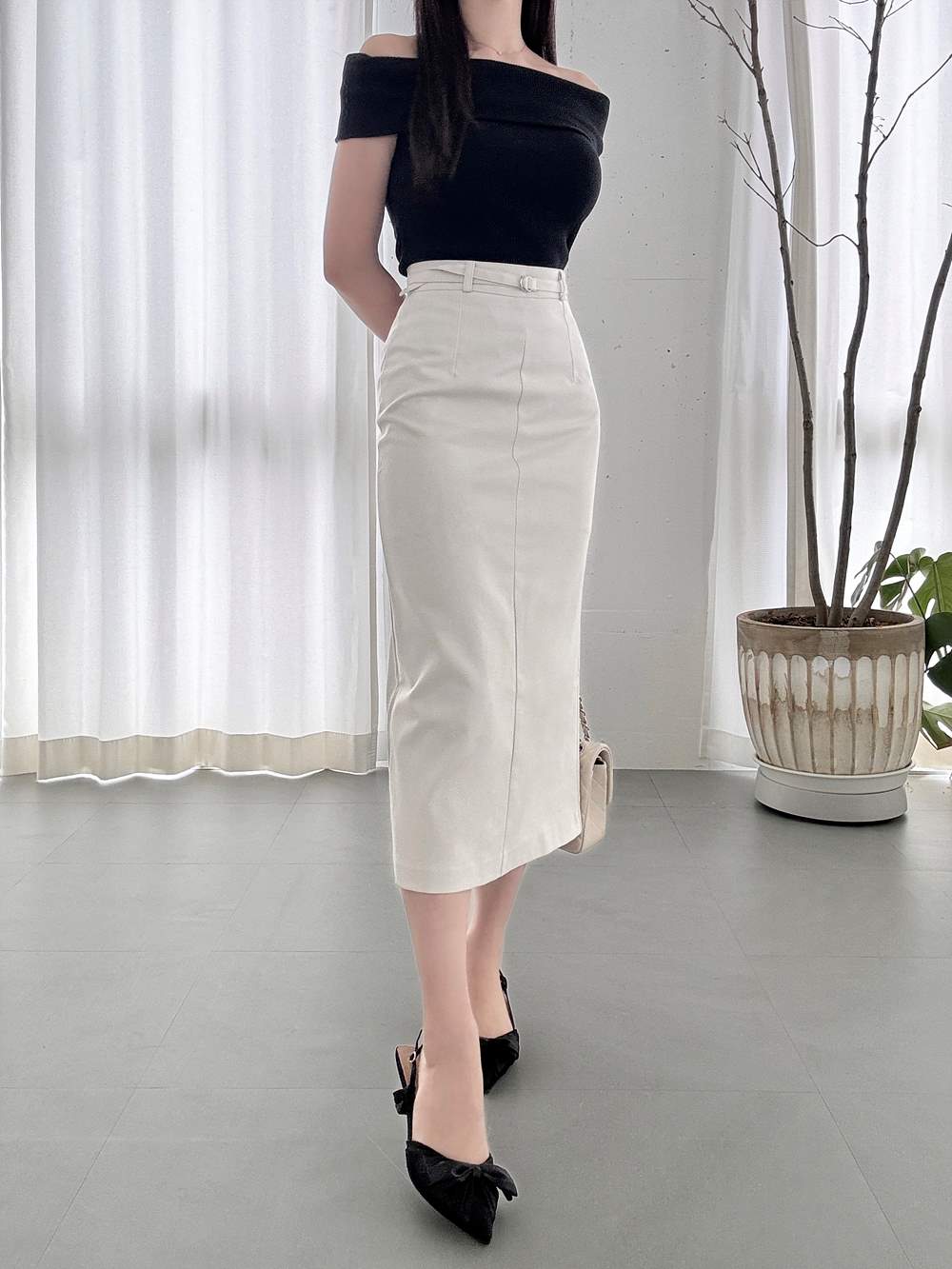 ベルト付Iラインロングスカート | 詳細画像6