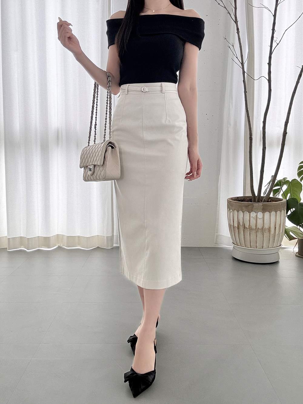 ベルト付Iラインロングスカート | 詳細画像13