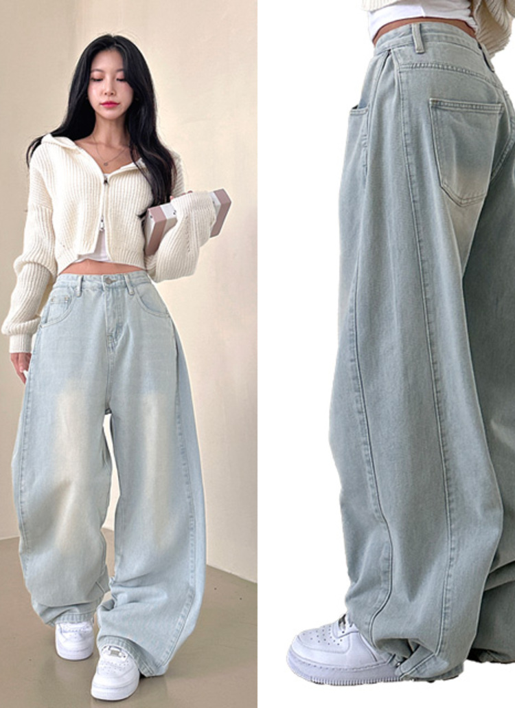 2WAYサイドタックウォッシュワイドデニムパンツ | レディース