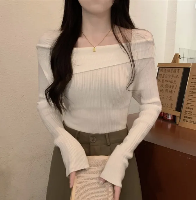アンバランスオフショル風スリムリブニット | 詳細画像1
