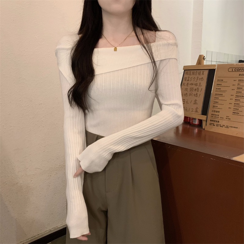 アンバランスオフショル風スリムリブニット | 詳細画像12