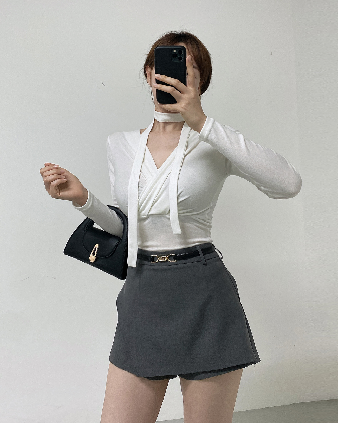 ストラップ付カシュクールスリム長袖Tシャツ | 詳細画像7