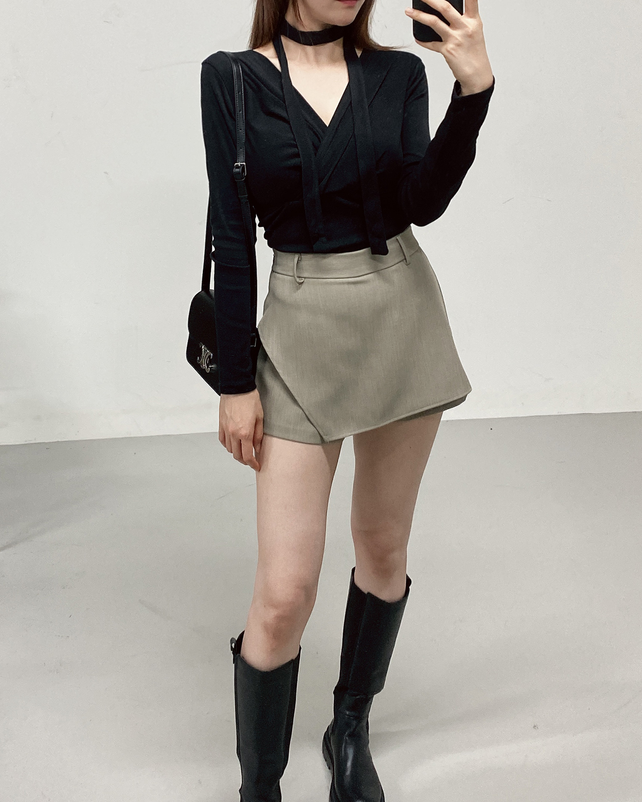 ストラップ付カシュクールスリム長袖Tシャツ | 詳細画像12