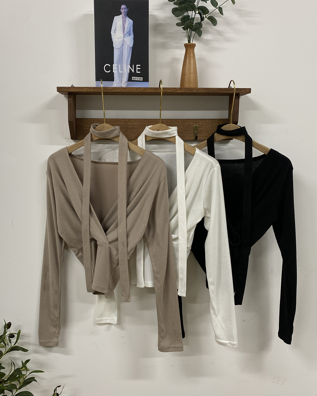 ストラップ付カシュクールスリム長袖Tシャツ | 詳細画像13