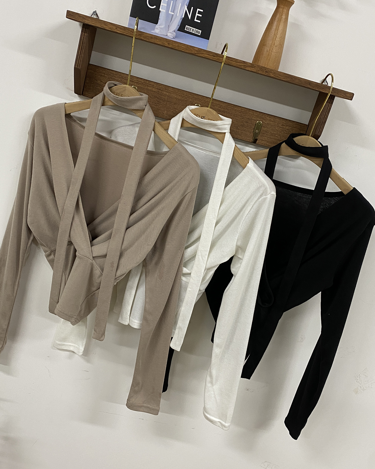 ストラップ付カシュクールスリム長袖Tシャツ | 詳細画像14