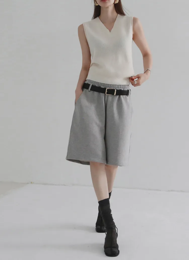 ベルトループスウェットハーフパンツ | レディースファッション通販