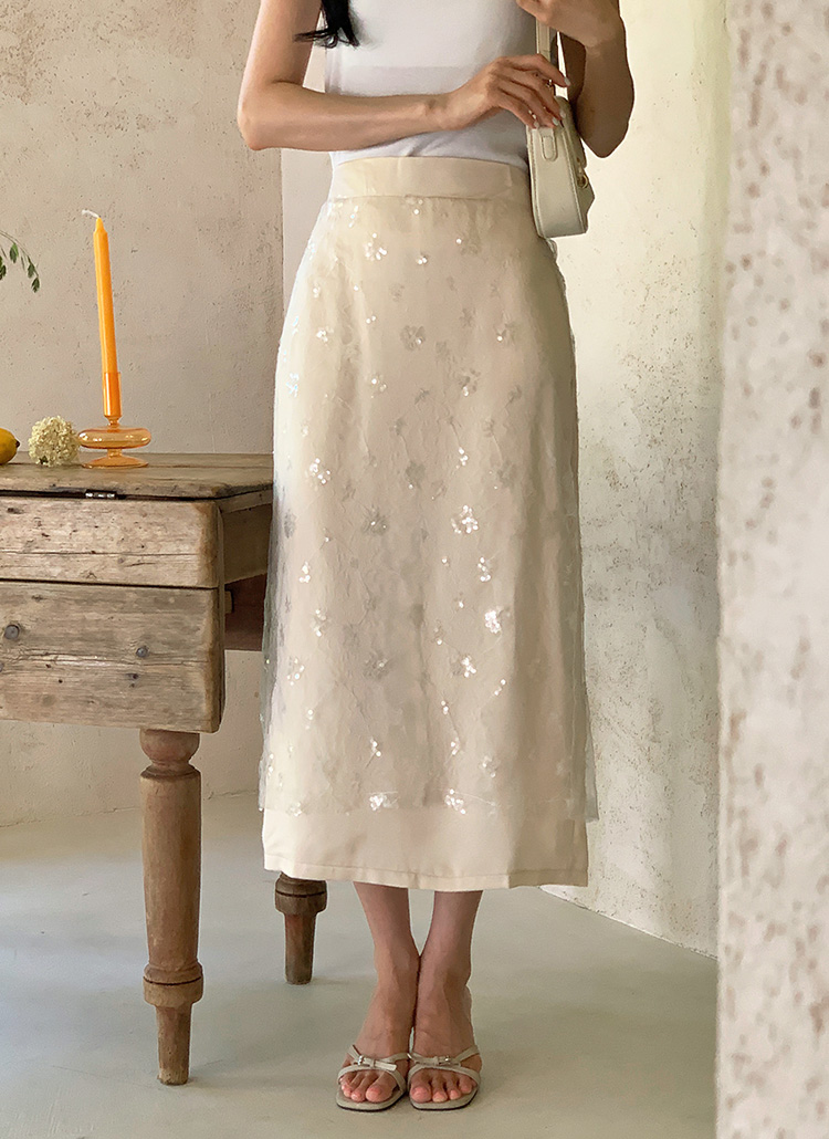 スカート スパンコール スカート レディース アミュレット Amulet スパンコールチュールスカート レディース