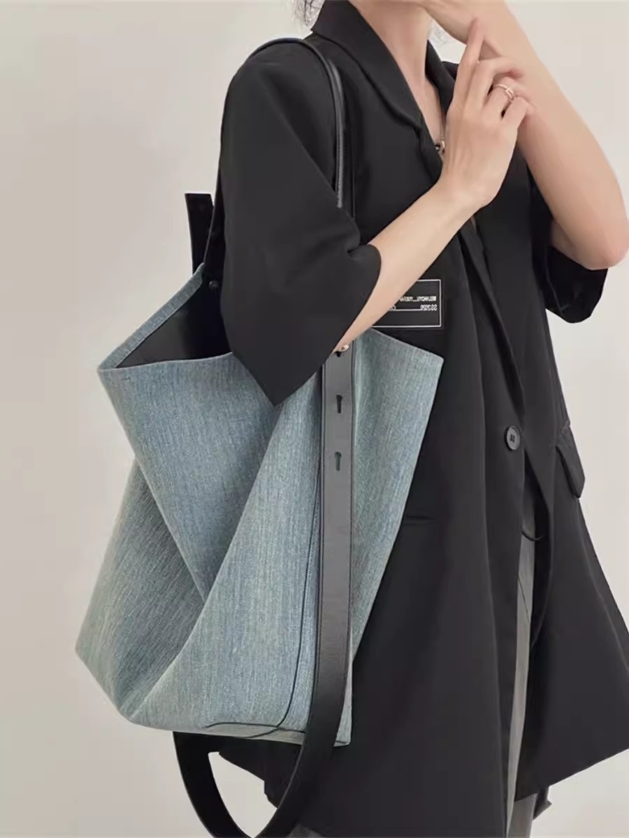 レザー調ハンドルデニムトートバッグ | 詳細画像2