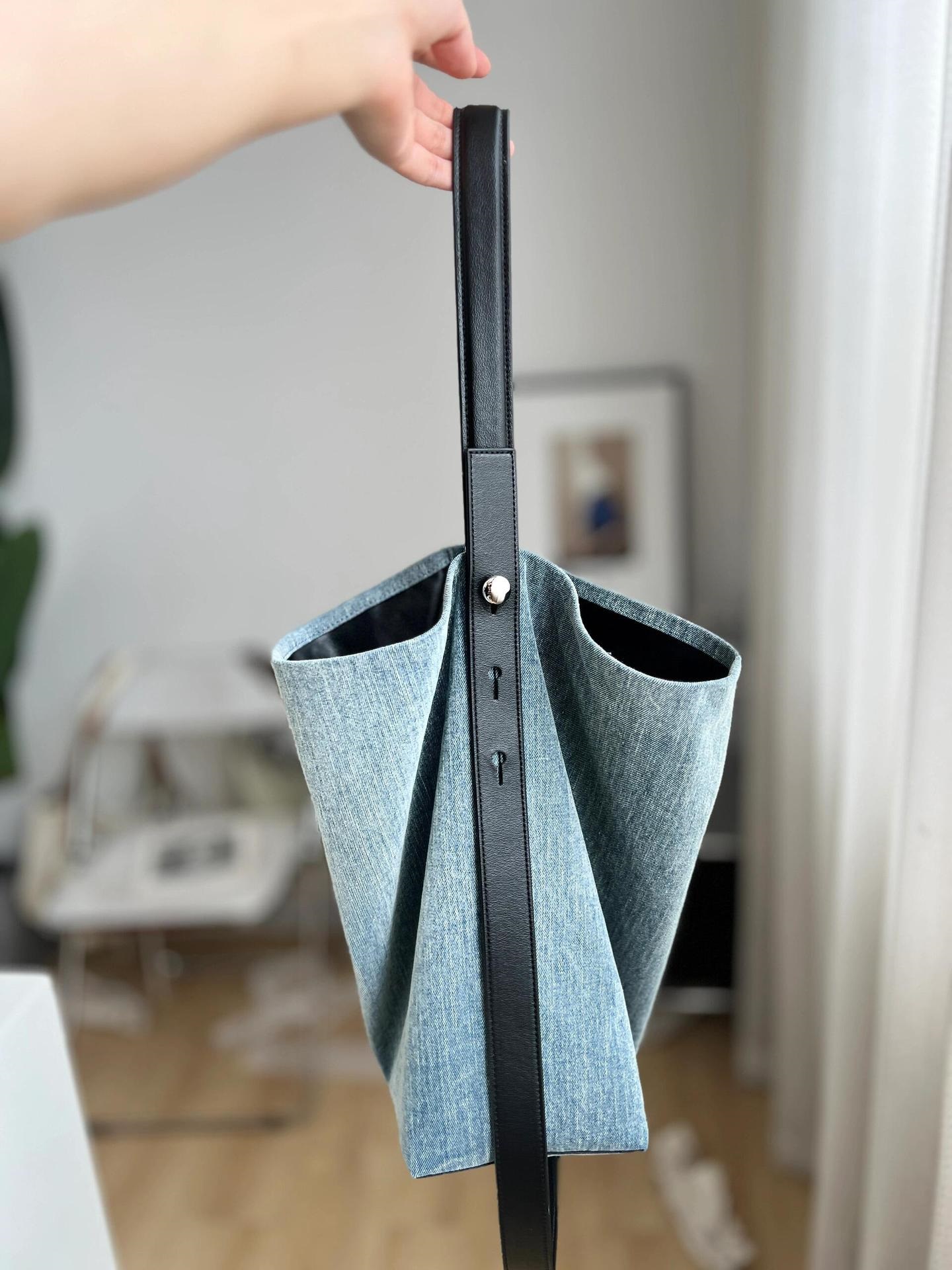 レザー調ハンドルデニムトートバッグ | 詳細画像3