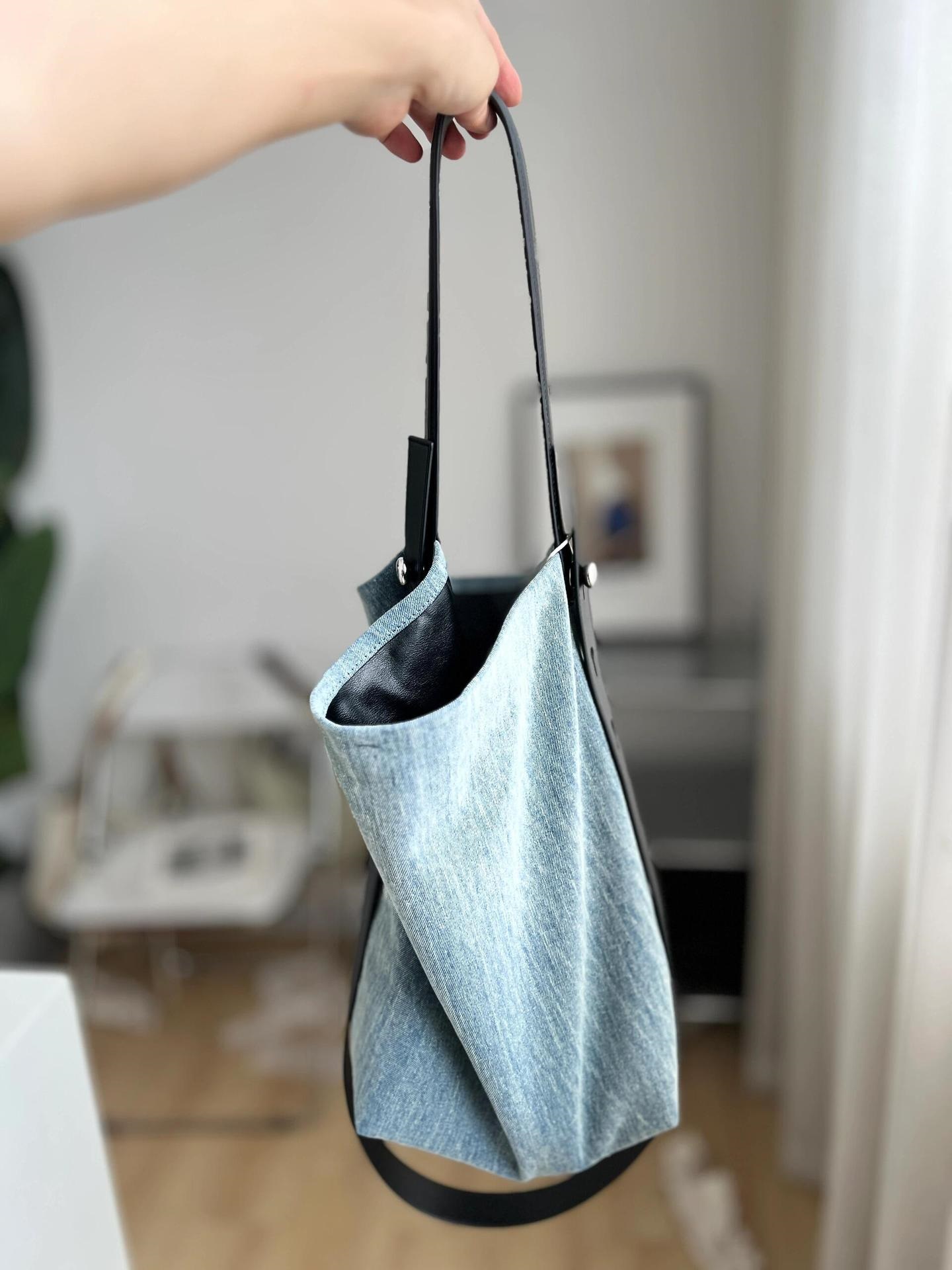 レザー調ハンドルデニムトートバッグ | 詳細画像4