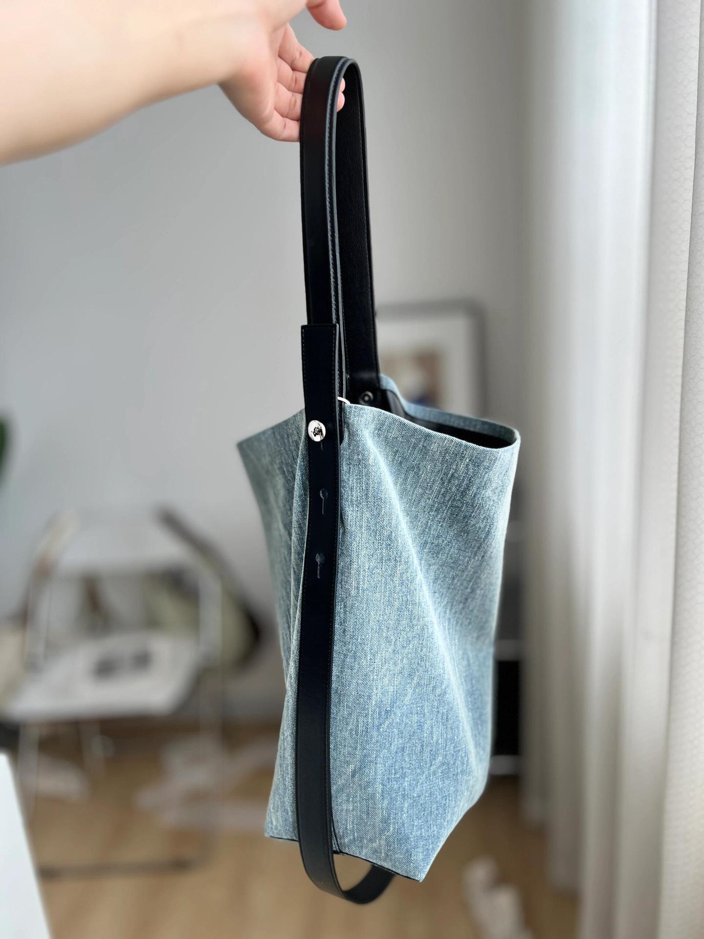 レザー調ハンドルデニムトートバッグ | 詳細画像5