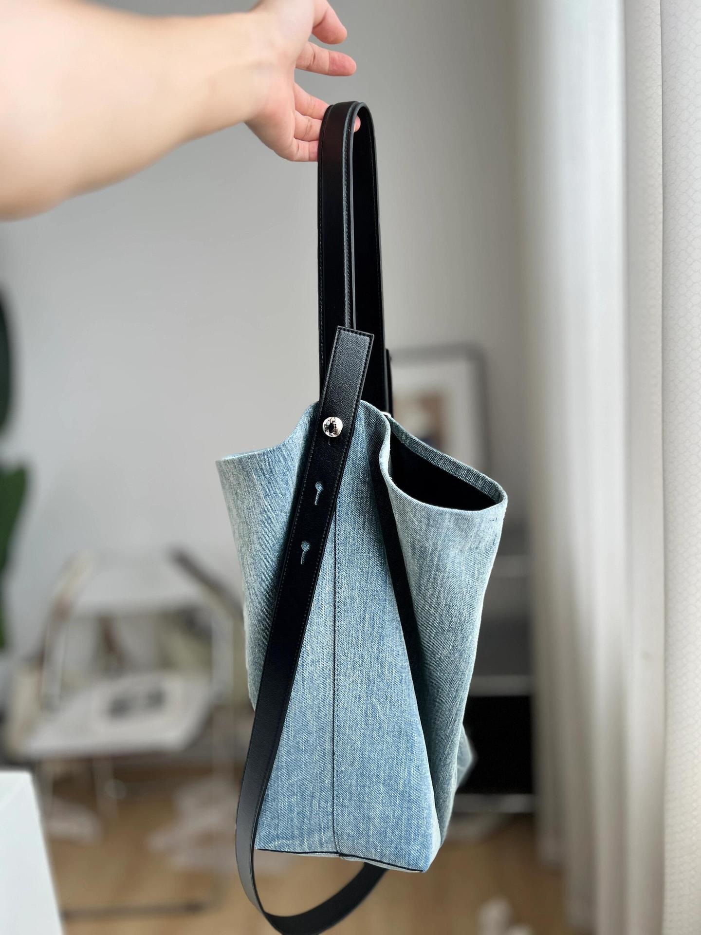 レザー調ハンドルデニムトートバッグ | 詳細画像7