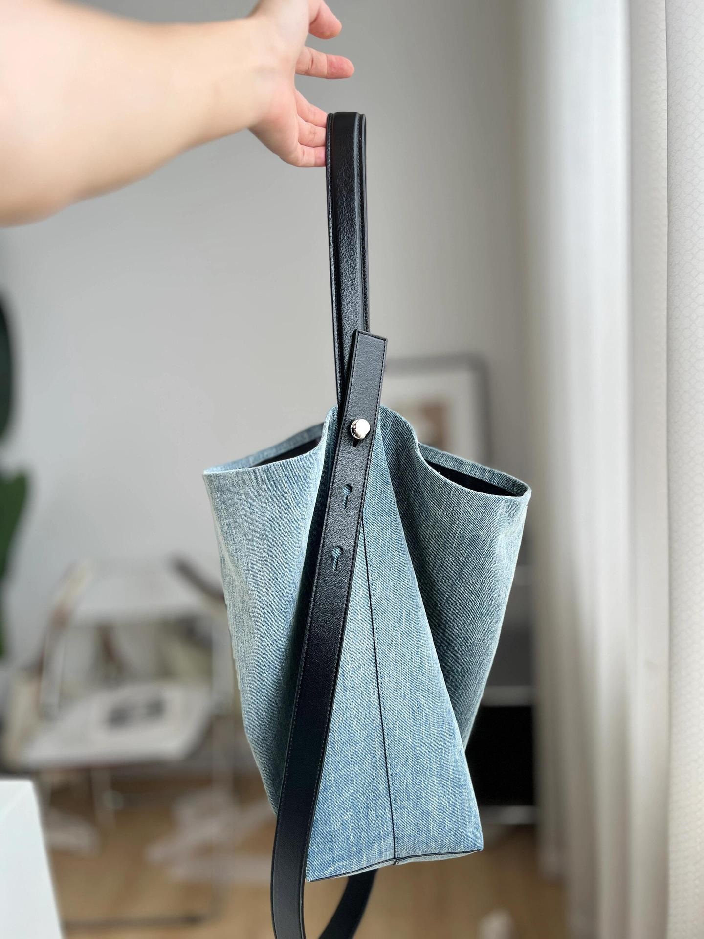 レザー調ハンドルデニムトートバッグ | 詳細画像9