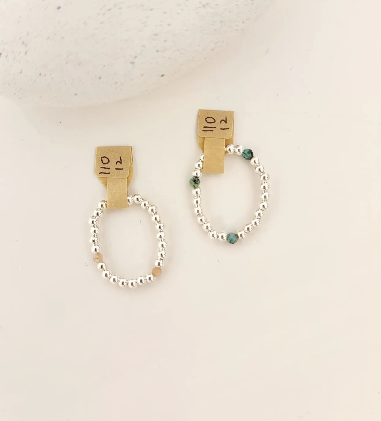 フェイクストーンシルバーボールブレスレット | 詳細画像1