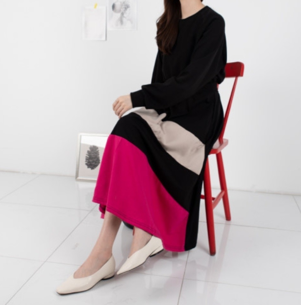 配色ウエストマークスウェットAラインワンピース | 詳細画像5