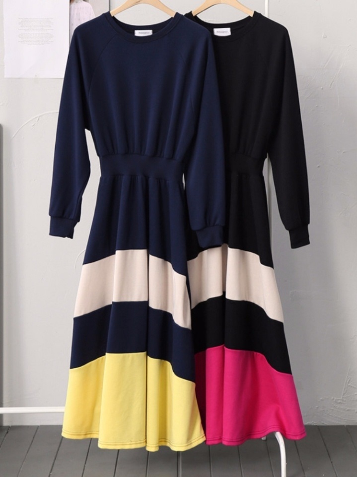 配色ウエストマークスウェットAラインワンピース | 詳細画像7