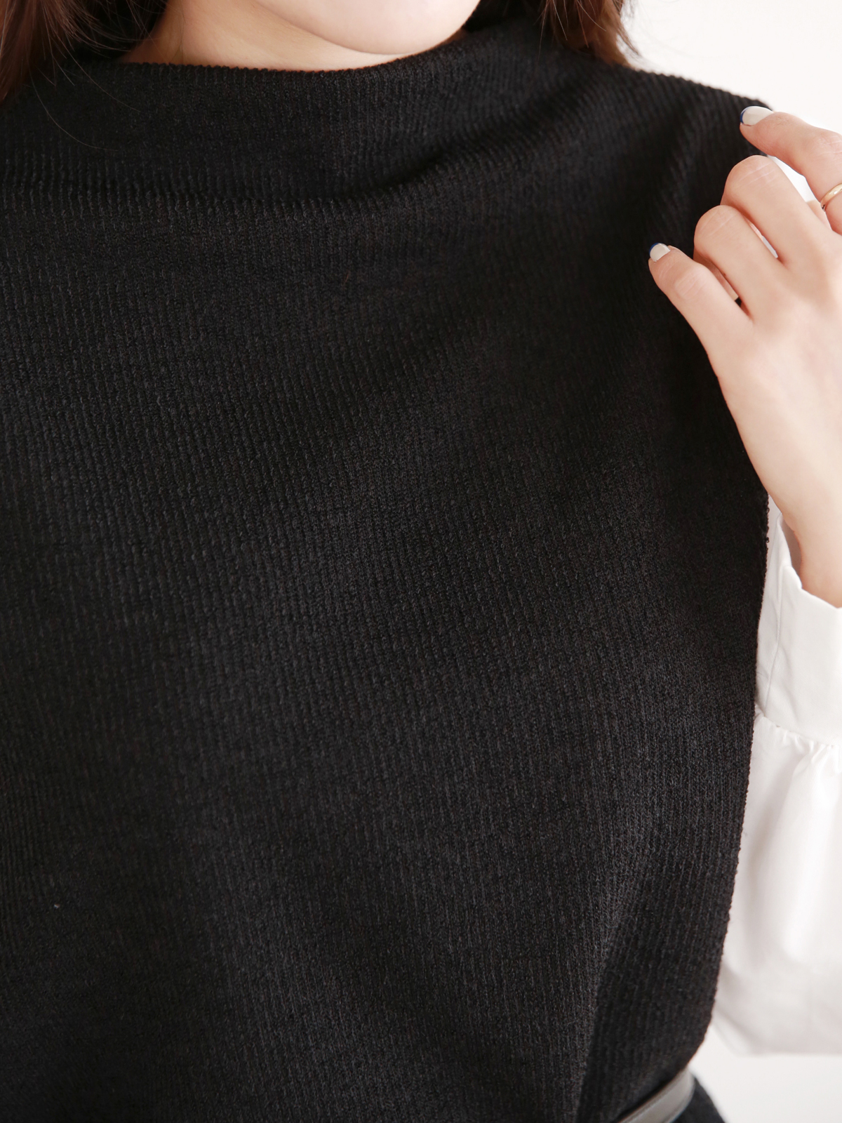 ベルト付パフドッキングリブIラインワンピース | 詳細画像12