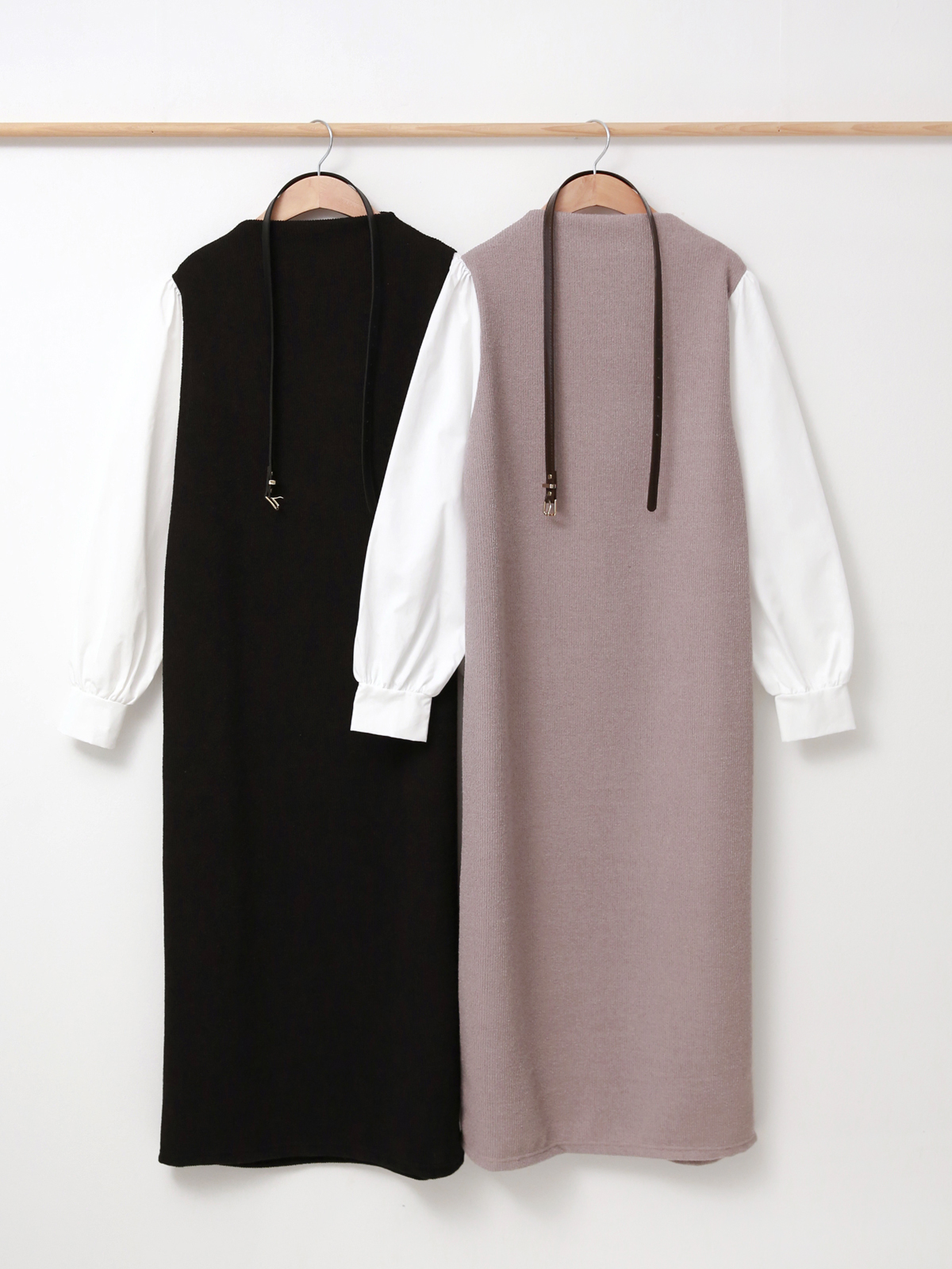 ベルト付パフドッキングリブIラインワンピース | 詳細画像14