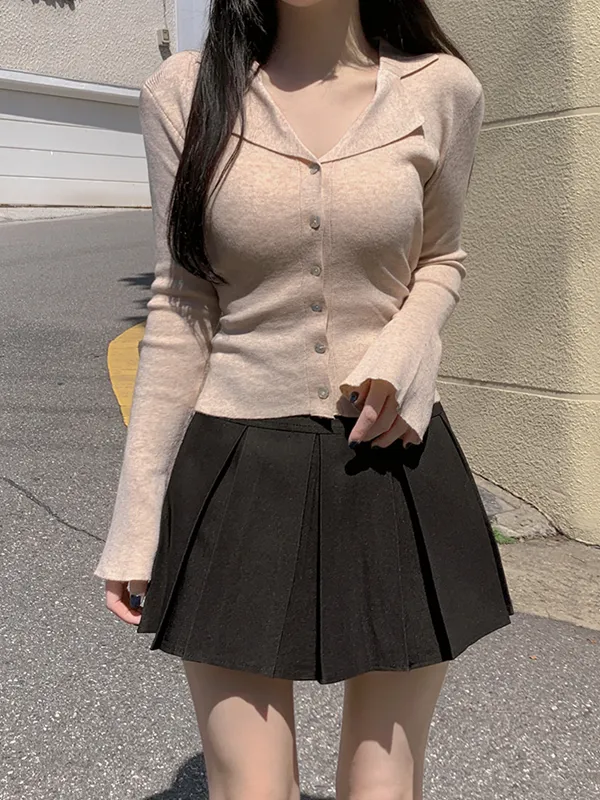 バックリボン開襟ベルスリーブカーディガン | 詳細画像1