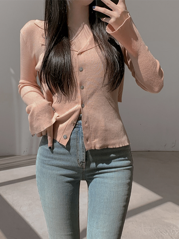 バックリボン開襟ベルスリーブカーディガン | 詳細画像5