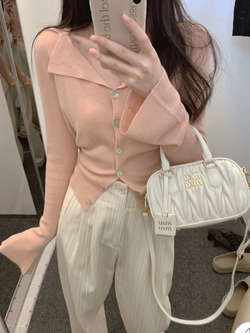 バックリボン開襟ベルスリーブカーディガン | 詳細画像17