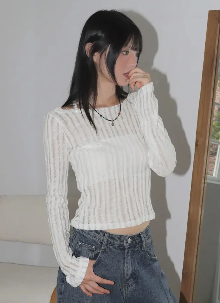 バックリボンシースルーリブTシャツ | WONDERWONDER | 詳細画像1