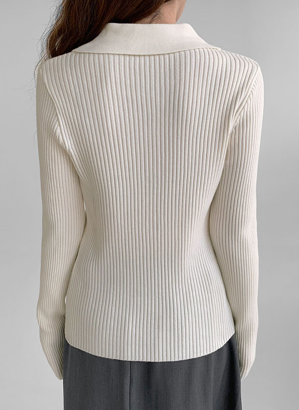 ポロカラーリブニット | レディースファッション通販 - DHOLIC