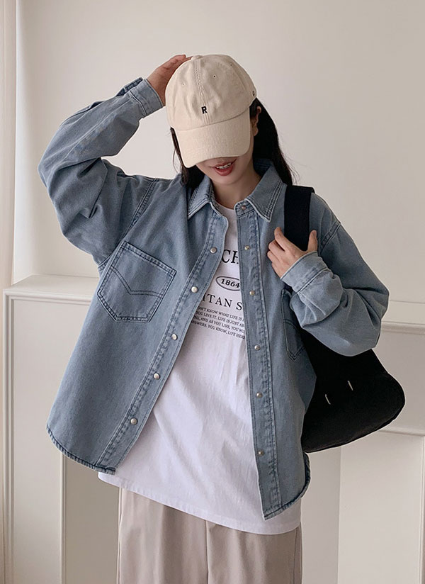 ツーポケスナップボタンデニムシャツ | レディースファッション通販