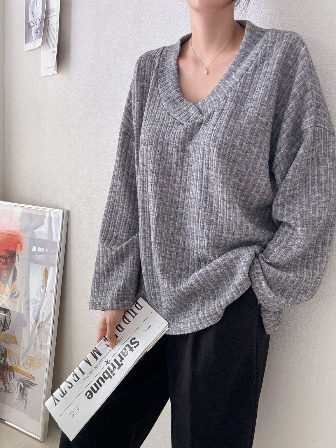 VネックリブルーズTシャツ | 詳細画像13