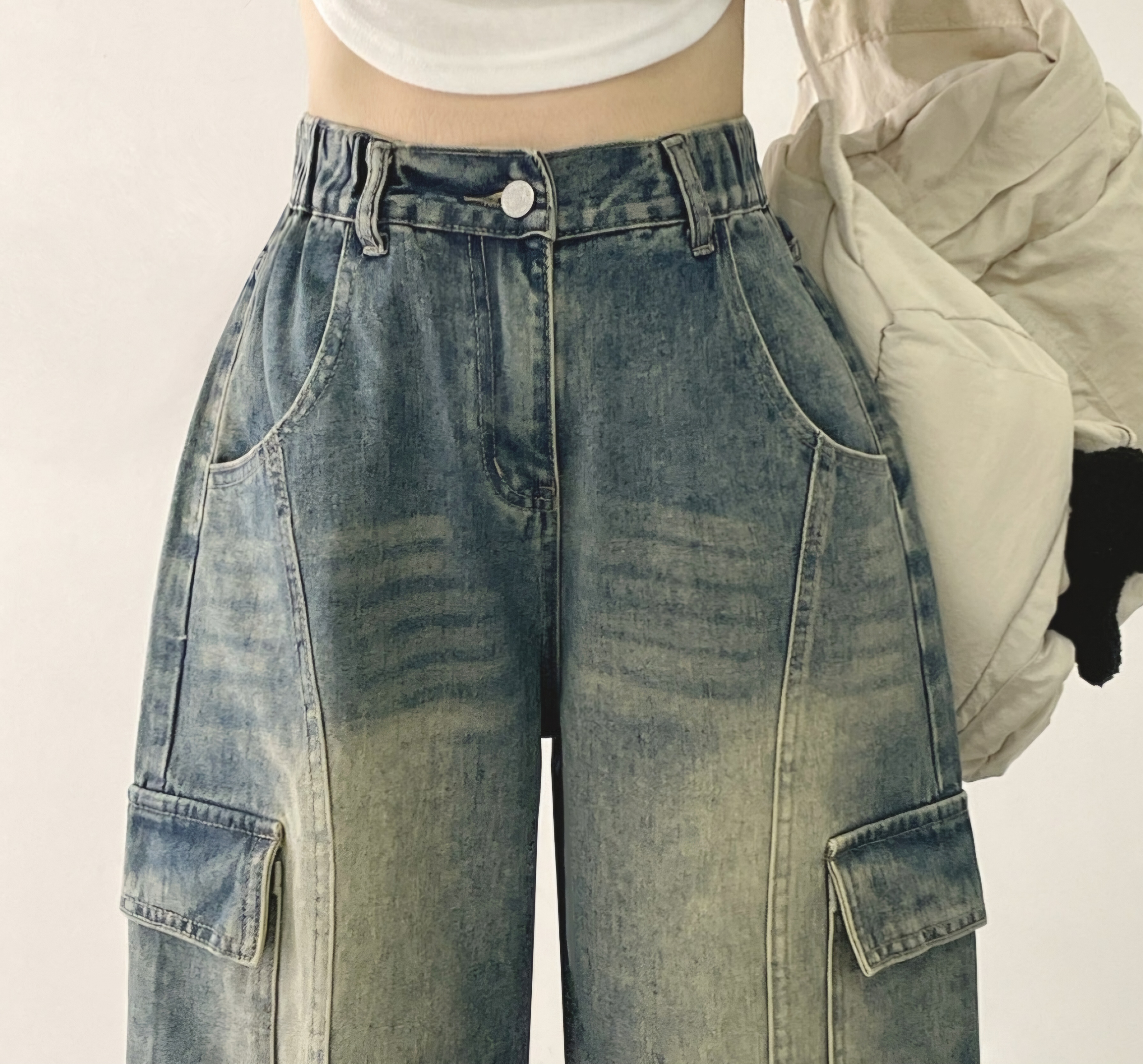 バックゴムセンターラインカーゴデニムパンツ | 詳細画像15
