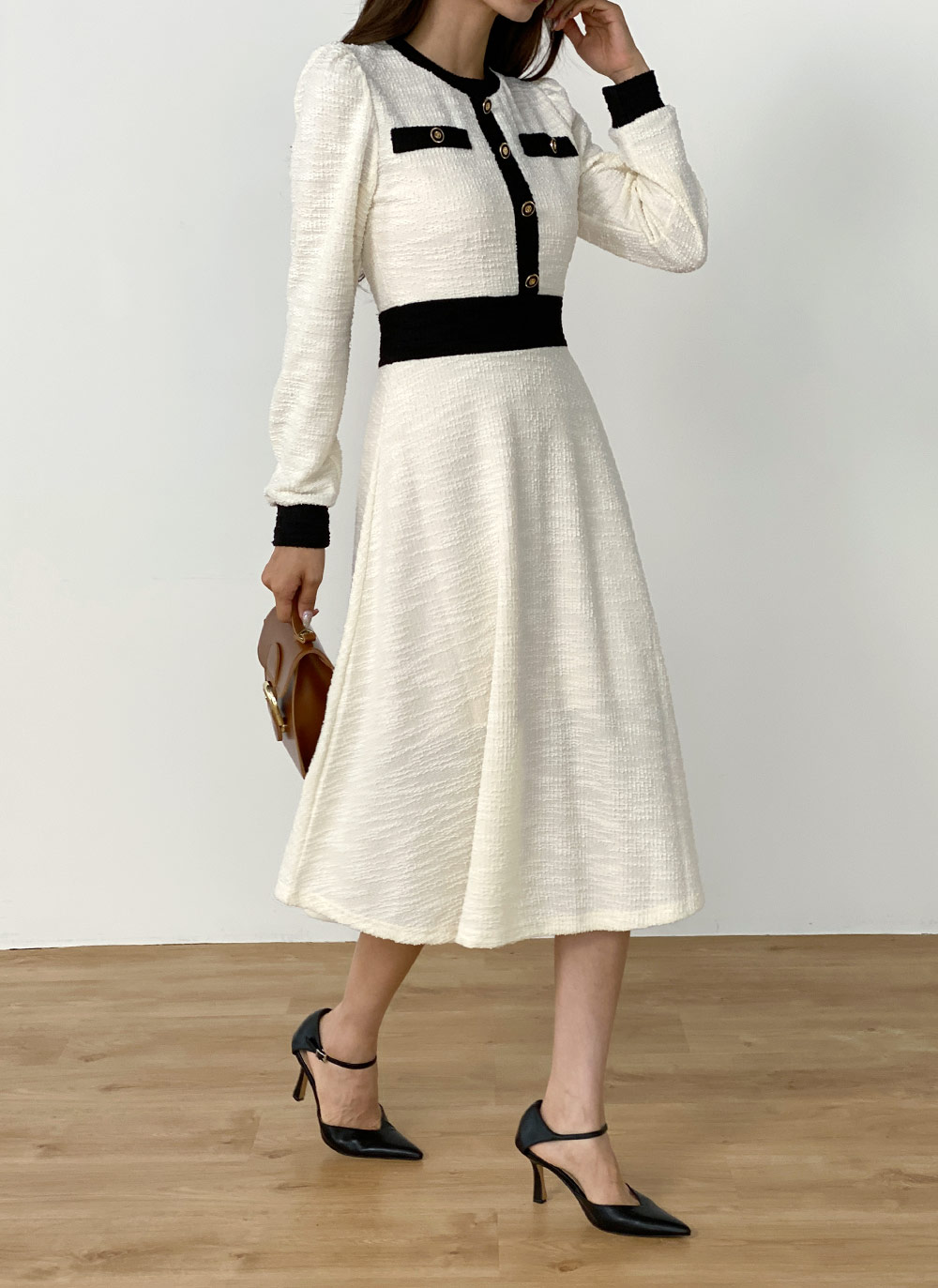 デザインボタンツイード配色ワンピース | 詳細画像2